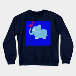 Cute little elephant with red hearts Crewneck Sweatshirt